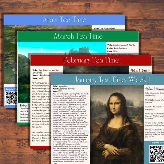 Bundle: 1 Year (13 sets) of Tea Time Together™ Seasonal Guides | Art, Poetry & Classical Music