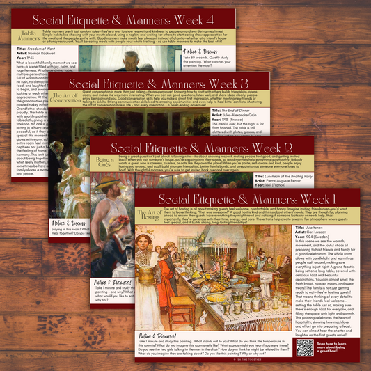 Etiquette & Manners Tea Time Guides | A Charlotte Mason approach to manners and etiquette
