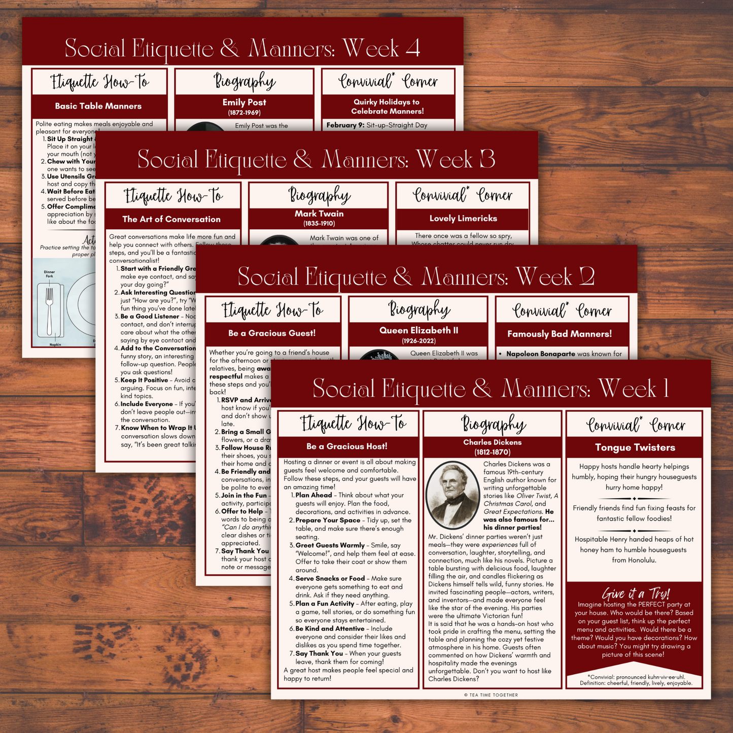Etiquette & Manners Tea Time Guides