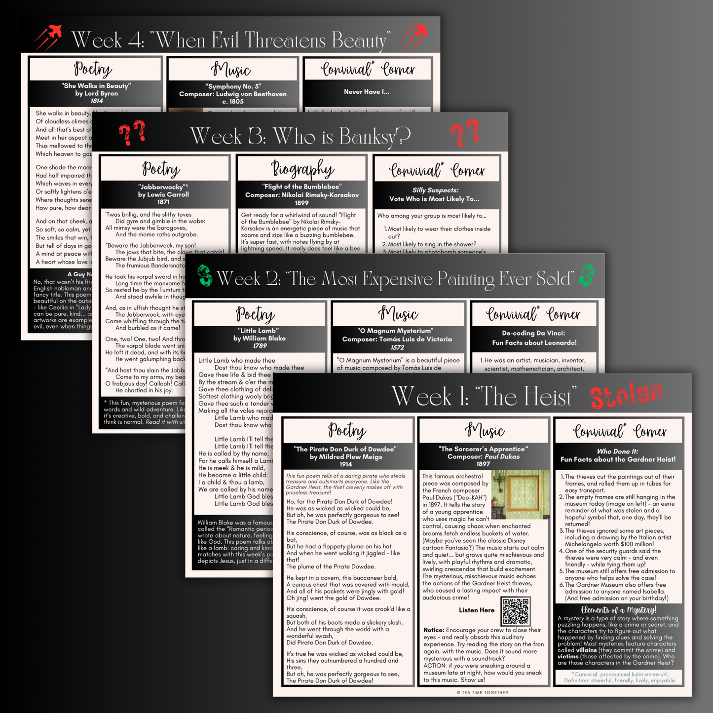 Fine Art Mysteries Tea Time Guides | Art, Poetry & Classical Music