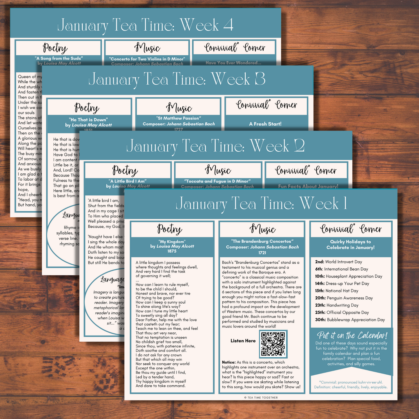 January Tea Time Guides | Art, Poetry & Classical Music