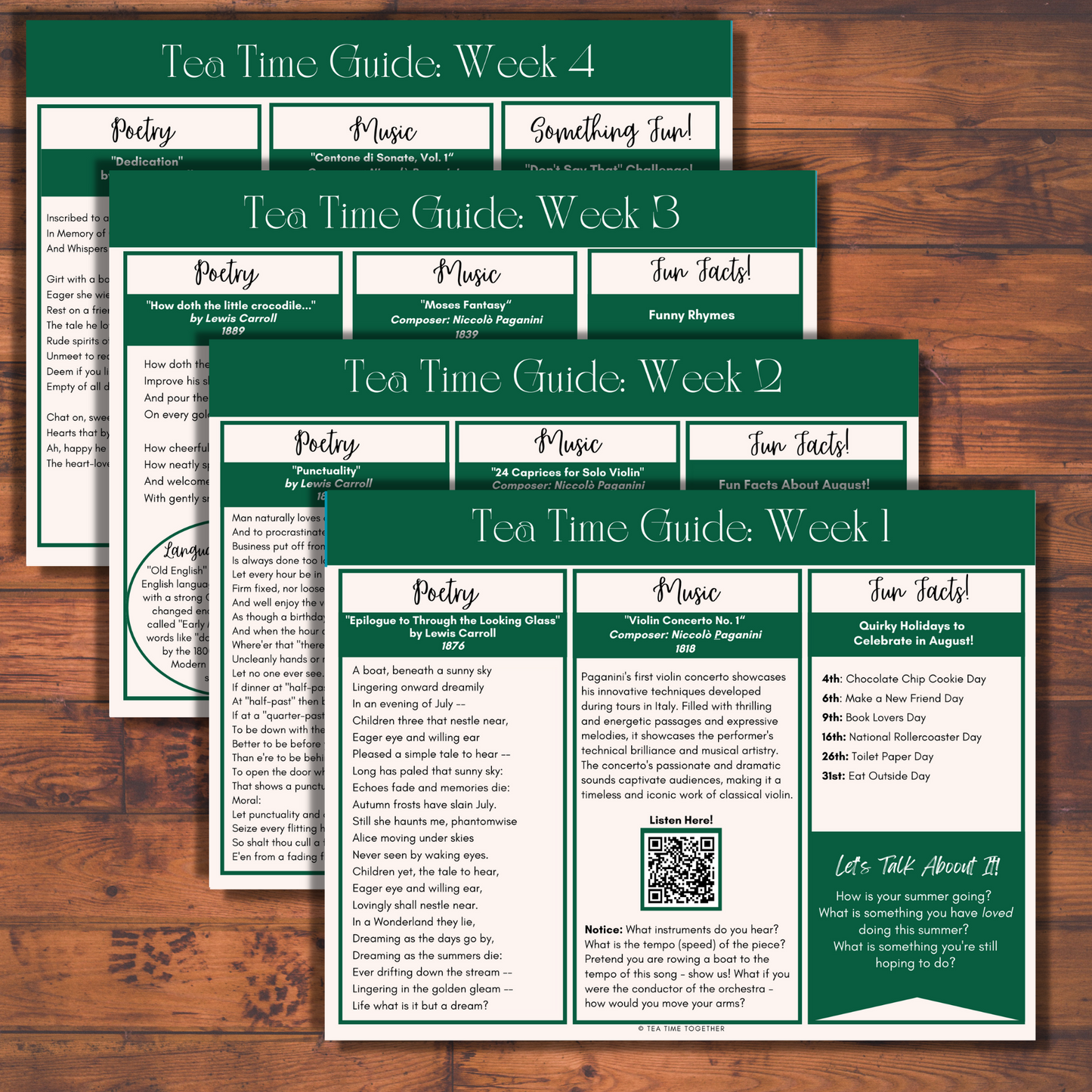 August Tea Time Guides | Art, Poetry & Classical Music