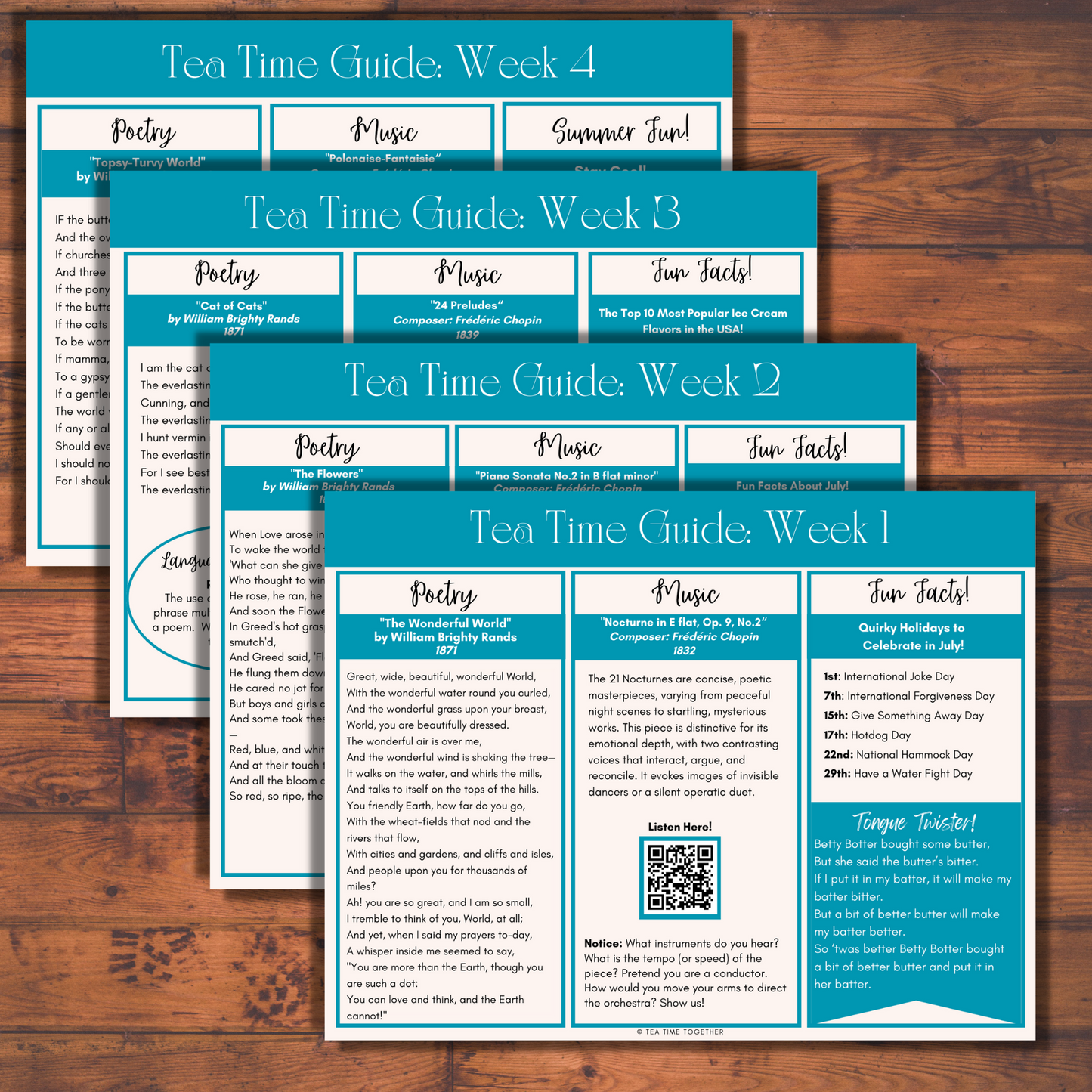 July Tea Time Tea Time Guides | Art, Poetry & Classical Music