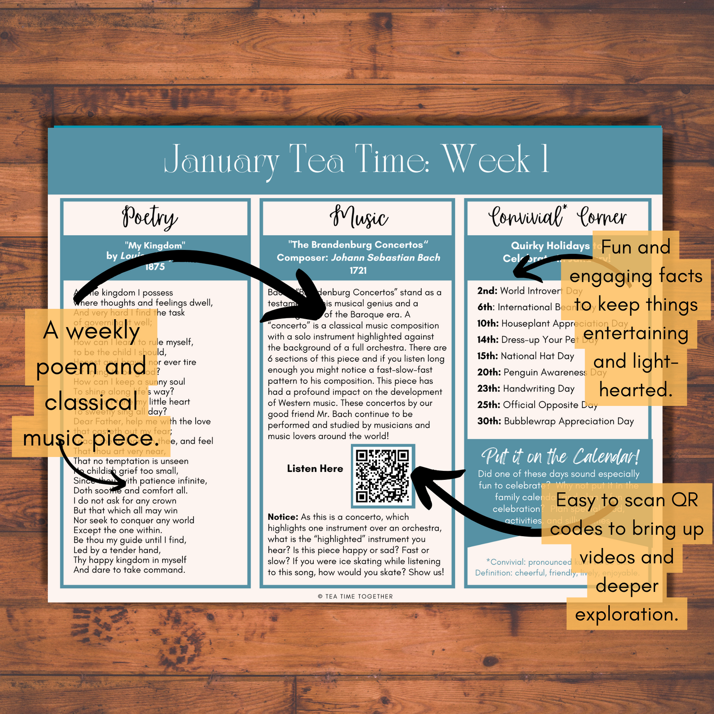 January Tea Time Guides | Art, Poetry & Classical Music