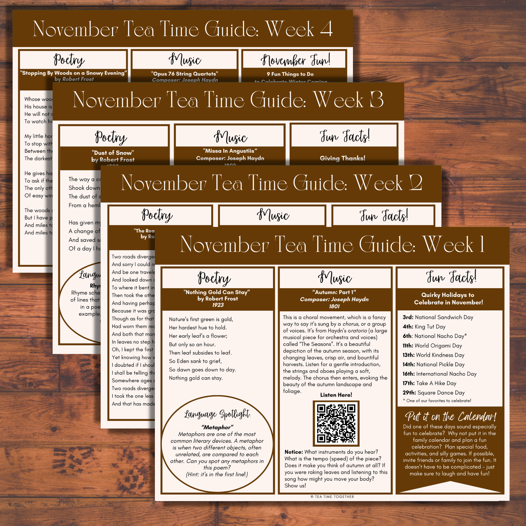 November Tea Time Guides | Art, Poetry & Classical Music